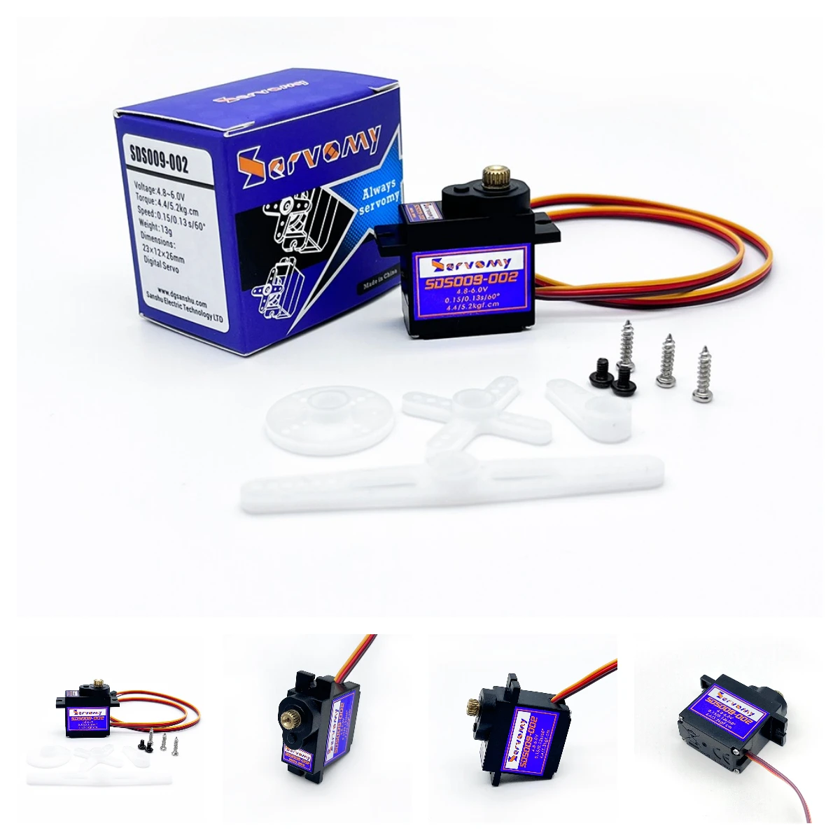 Running Gear Vehicle - 4шт Сервопривод SDS009-02 9г 4,4кгф.см 0,15